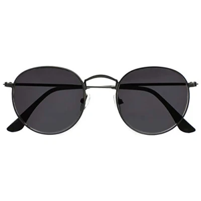 Imagen de OPULIZE Sol Gafas de Lectura Solares Montura Retro Redonda Gris Negro Resistente a Arañazos Bisagras Muelle Lente Tintado Protección UV 400 Unisex Hombre Mujer S94 7 +0.00