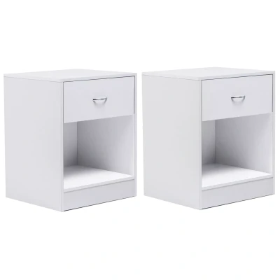 Imagen de IDMarket Juego de 2 mesillas noche madera en color blanco