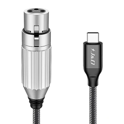 Imagen de J&amp;D USB C a XLR Micrófono Cable de Audio, Trenzado Hembra para Grabación Dinámico, Compatible iPhone 15/15 Plus/15 Pro/15 Pro Max, MacBook, 2 m