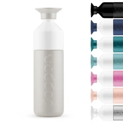 Imagen de Dopper Insulated Gentle Grey Botella isotérmica de 580 ml para viajes, oficina, gimnasio, 12 horas bebida caliente, 24 fría, reutilizable acero inoxidable sin BPA agua, té,