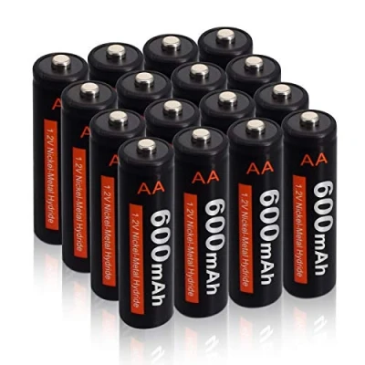 Imagen de CITYORK Pilas AA 600mAh Recargables, Paquete de 16 Ni MH Baterías Recargables Baja Auto Descarga para Las Luces Solares Jardín
