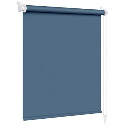 Imagen de Victoria M. Klemmfix Estor Opaco Enrollable para Puertas y Ventanas, Fijación sin Taladrar, 80 x 230 cm, Azul Oscuro