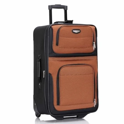 Imagen de Travel Select Amsterdam Equipaje Vertical Enrollable Extensible, Naranja, Checked Medium 25 Inch, Extensible con Ruedas