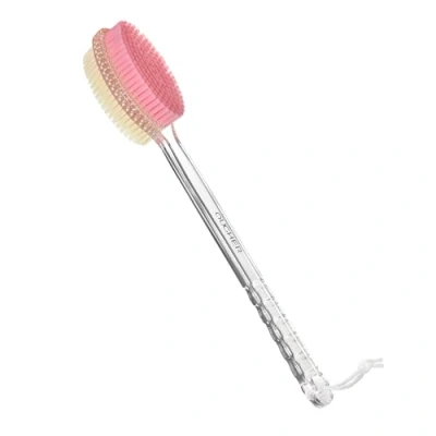 Imagen de QUCHER Cómodo cepillo de ducha con mango largo, baño, cerdas duras y suaves, exfoliación suave, mejora la salud piel, adecuado para hombres mujeres (amarillo rosa)