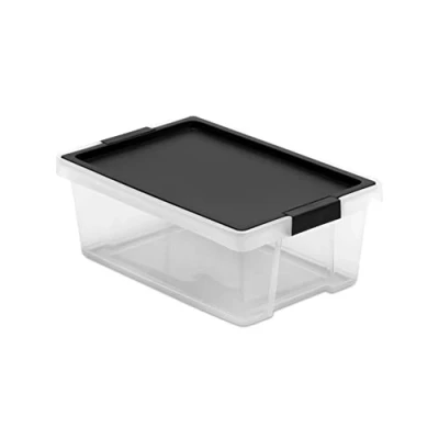 Imagen de Tatay Caja Almacenaje Multiusos con Tapa, 7L de Capacidad, Asas, Tapa PP Reciclada, Transparente, Libre BPA, Negro. Medidas 25 x 36 13 cm