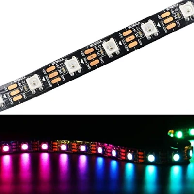 Imagen de TOPAI WS2812B Tira de luces LED 300 Píxeles 5M, 5V RGB Direccionable Individualmente Flexible PCB Negro Cortable 5050SMD 300LEDs IP20 No impermeable Iluminación