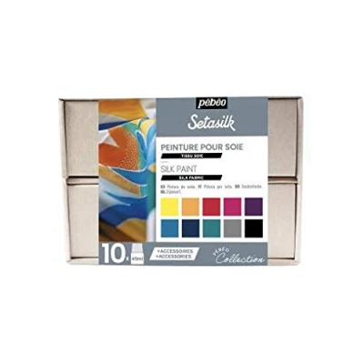 Imagen de Pebeo Coffret Collection Kit de Pintura cerámica, Amarillo limón, Rosa Bengala, Cian, Verde Esmeralda, Negro + 1 Botella baño marbling, unité (Lot 1)