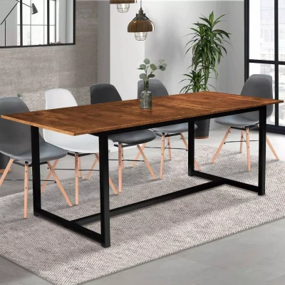 Imagen de IDMarket Mesa de comedor extensible rectángulo Dayton 6 10 personas diseño industrial 160 200 cm