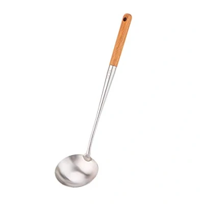 Imagen de cucharón para sopa, 43,16 cm wok, espátula wok de acero inoxidable 304.