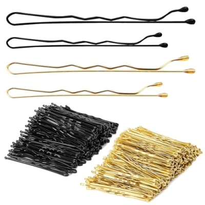 Imagen de DALAETUS 400 Piezas Horquillas Set, Pelo, para el pelo Mujer Niñas Accesorios (5 &amp; 6CM/ Dorado Negro)