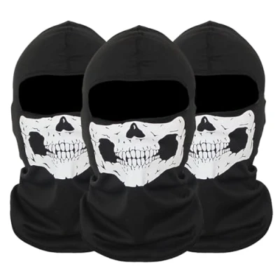 Imagen de EUPSIIU 3 Piezas Ghost Mask Pasamontañas Balaclava 3D Calavera Máscaras de Terror Máscara Cara Completa para Moto Deporte Fiestas Halloween y Carnaval Cosplay, Talla única (Negro)