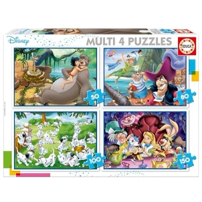 Imagen de Educa Disney Aladdin, el Libro de la Selva, Alicia, Peter Pan Conjunto Puzzles Progresivos (18105)