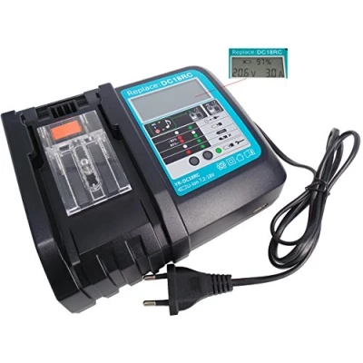 Imagen de YASI MFG® Cargador de batería con Pantalla LED y USB para Makita DC18RA, DC18RD, 14,4 V 18 V, 195584 2 3 A
