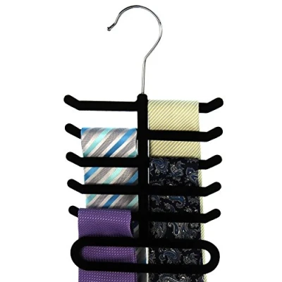 Imagen de Hangerworld 3 Perchas 10 Corbatas Cada Una Terciopelo Negro Antideslizante Ahorra Espacio Armario