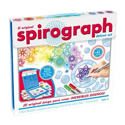 Imagen de Party Town Spirograph Deluxe Niños Kit Dibujo 47 Piezas Mandalas Para Colorear Set Manualidades Espirografo Spiral Designer Maletin Pinturas