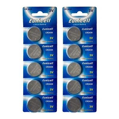 Imagen de Eunicell 10 pilas de botón CR2430 litio 3 V, 270 mAh (2 blístercard 5 CR2430) desechables