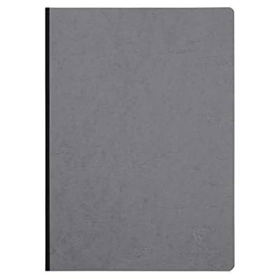 Imagen de Clairefontaine 791425C Collection Age Bag Un cuaderno cosido con respaldo de tela gris A4 21 x 29,7 cm 192 páginas pequeñas Papel blanco 90 g Cubierta para tarjeta cepillada grano piel
