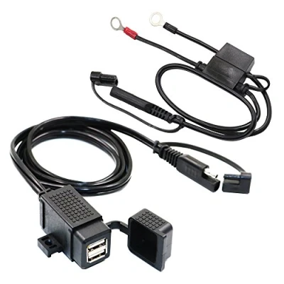 Imagen de MOTOPOWER MP0609EA UK Cargador doble USB para motocicleta (3,1 A, impermeable, con arneses SAE)