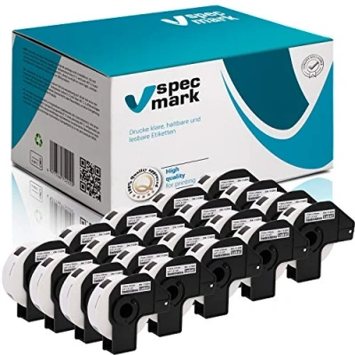 Imagen de specmark 20 rollos de etiquetas individuales compatibles con Brother DK 11204, 17 mm x 54 mm, 400 unidades, para todas las impresoras QL: QL 570, 700 y 800