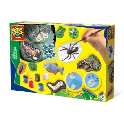 Imagen de SES Set de moldear y Pintar Animales terroríficos Que Brillan en la Oscuridad para niños, Multicolor (01153)