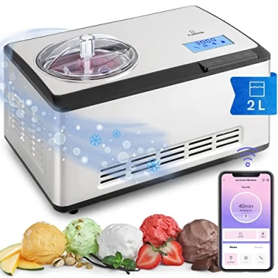 Imagen de Klarstein Maquina de Helados para Casa, Hacer Yogur Helado, Heladera con Compresor, WiFi y Control App, Postres Caseros, Helado Cremoso Sorbete, Heladeras Casero, Ice Cream Maker