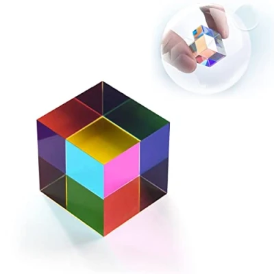 Imagen de Bogoro Prisma Transparente, Cubo Prisma, Enseñanza de Cubo, Vidrio óptico del Cristal, para Enseñar Espectro Luz Física Fotografía