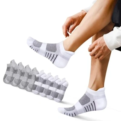 Imagen de EKSHER Calcetines Blancos Hombre Deporte Running Mujer Cortos Algodon Antideslizantes Antiampollas Deportivos