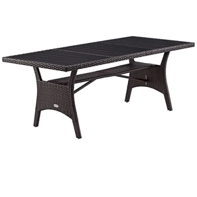 Imagen de Mesa jardín Takeo poliratán WPC marrón 190x90x75cm