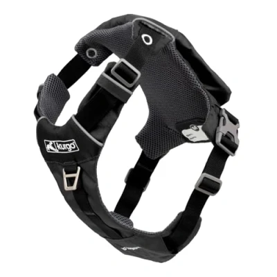 Imagen de Kurgo Stash n&#039; Dash arnés ligero para perros, mascotas con bolsillo, se pliega en una bolsa, correr, senderismo, reflectante, color negro (mediano)
