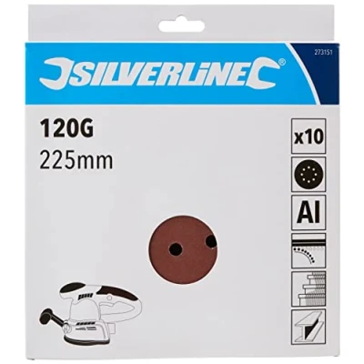 Imagen de Silverline Tools 273151 Discos de lija perforados autoadherentes 225 mm, 10 pzas (Grano 120)