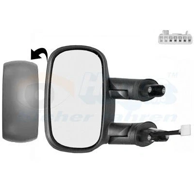 Imagen de espejo retrovisor Van Wezel 1636807 izquierda imprimado completo, convexo, para ajuste elect. espejo, calefactable FIAT: Doblo I Familiar