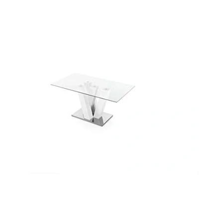 Imagen de LIBEROSHOPPING.eu LA TUA CASA IN UN CLICK Mesa Ennio con Tapa de Cristal y Soporte Metal Cromado.