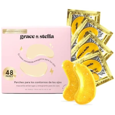 Imagen de Grace and Stella Parches Ojos Bolsas y Ojeras para Reducir Ojeras, Bolsas, Arrugas de Gel, Cuidado Personal Vegano No Testado en Animales [24 Pares, Azul]