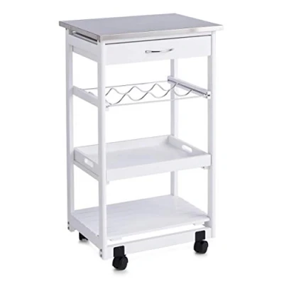 Imagen de Zeller 13772 Cocina Carro de Acero Inoxidable con Tapa 47 x 37 82 cm, Color: Blanco