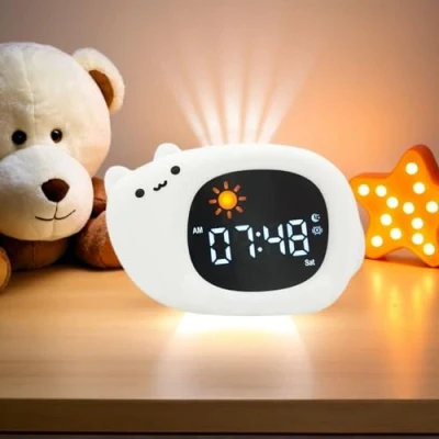 Imagen de xinjinhju Alarm Clock Wake Touch Night Light Sleep Training Clocks with 6 White Noise Sound Machine Cat