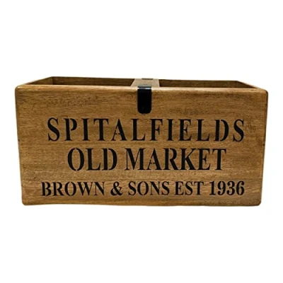 Imagen de ACL Caja de almacenamiento madera Spitalfields Old Market Diseño Frutas Huevos Condimentos Organizador Ideal para el hogar, cocina, restaurante (Spitafields Storage)