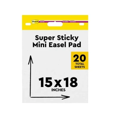 Imagen de Post It Super Sticky Mini Bloc De Caballete, Color Blanco 20 Hojas, 38 cm x 45.7 Para Compartir Ideas y Presentar Visualmente