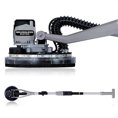 Imagen de Werku WK403260, Lijadora Circular Paredes Techos Brushless, Calidad Profesional, Control Digital, Potencia 400 W, Disco 225 mm, Sistema Luz LED Visión, Incluye Lijado y Manguera Aspiración