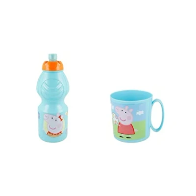 Imagen de ALMACENESADAN 4735, Pack peppa pig, compuesto por taza microondas 350ml y botella de agua 400 ml, producto reutilizable, sin BPA