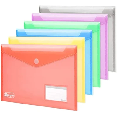 Imagen de 24 x cierre adhesivo Cartera para documentos A4, 6 colores Carpeta con bolsillos y 30 unidades Gifted tarjeta de visita