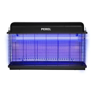 Imagen de Perel Eliminador de Insectos eléctrico, 180º, LED UV, Rejilla 2800 V, Bandeja colectora extraíble, 100 m², Negro