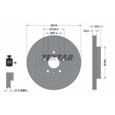 Imagen de TEXTAR PRO 92187303 Disco de freno OPEL: Insignia A Berlina, Sports Tourer, Hatchback, CHEVROLET: Aveo / Kalos Berlina