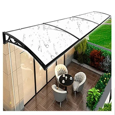 Imagen de LIANGJUN Tejadillo De Protección Marquesina, Moderno Policarbonato Techumbre Marquesinas con Negro Aluminio Soporte, Extensible Sun Shetter for Exterior Jardín Cochera