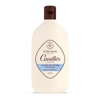 Imagen de Cavaillès Gel de baño ducha Surgras 400 ml Piel seca, protege y nutre sin jabón, parabenos Cara cuerpo Uso diario (flor algodón)
