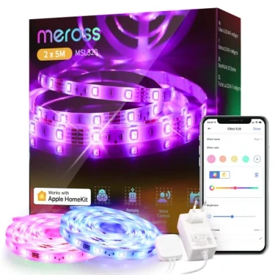 Imagen de Meross Tiras LED WiFi Luces RGB 10M (5m*2), Tira de Luz IP20, 12V, Admite DIY. Compatible con Apple HomeKit Siri, Alexa, Google Assistant y SmartThings. Decoración la Habitación