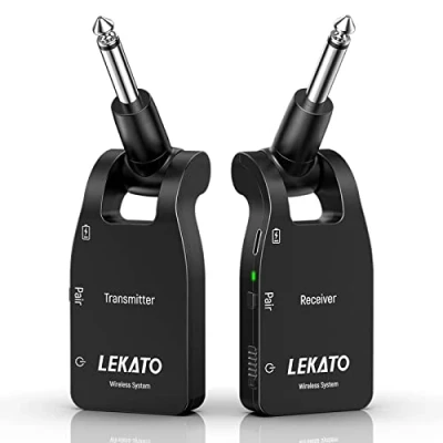 Imagen de LEKATO WS10 Sistema inalámbrico de 2,4 GHz, Transmisor recargable, Receptor digital, Conector inalámbrico, para guitarra eléctrica Bajo con 6 canales