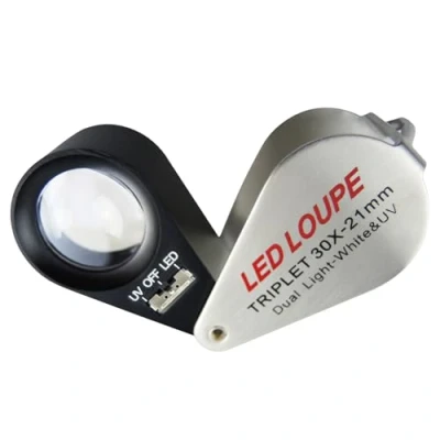 Imagen de Joyería Lupa 30X con Luz, Bolsillo Metálico Plegable LED y UV Luz para Diamantes, Joyeros, Monedas, Sellos