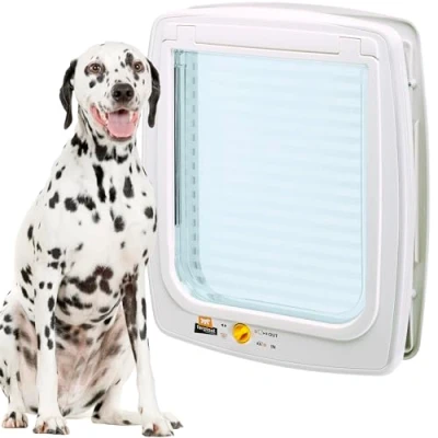 Imagen de Ferplast Puerta para Perros Grandes Swing 15 Gatera, Instalación Universal, Entrada y Salida controlables 4 vías, Protección contra Corrientes de Aire, Túnel Completo, Blanco
