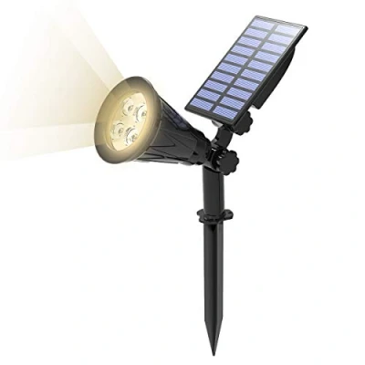 Imagen de T SUN Lámparas Solares, Foco Solar Exterior de 4 LED,IP65 Impermeable,Blanco Cálido 4000K,2W 250 Lumenes, Luz Paisaje al Aire Libre, para Calzada, Patio, Cesped, Pathway, Jardín