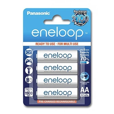 Imagen de Panasonic Eneloop Rechargeable battery Níquel metal hidruro (NiMH) Pilas (Rechargeable battery, (NiMH), 1,2 V, 4 pieza(s), 1900 mAh, Blanco)